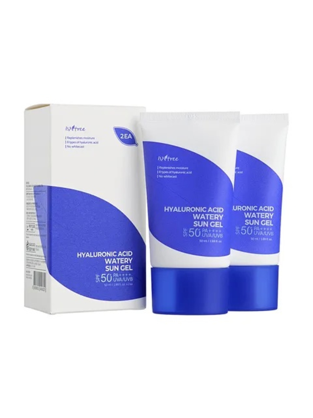 2 PACK ISNTREE Hyaluronic Acid Watery Sun Gel SPF50+ PA++++ Sunscreen 50ml